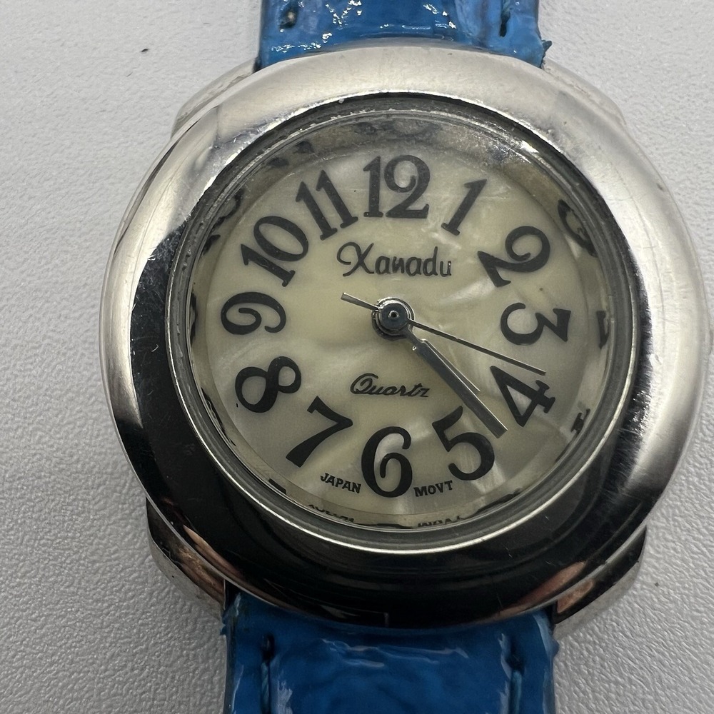 Xanadu Unisex Quartz Watch Blue Genuine Leather Band Vintage Grannycore Fashion